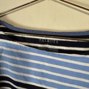 Talbots Navy and Light Blue Striped Sweater